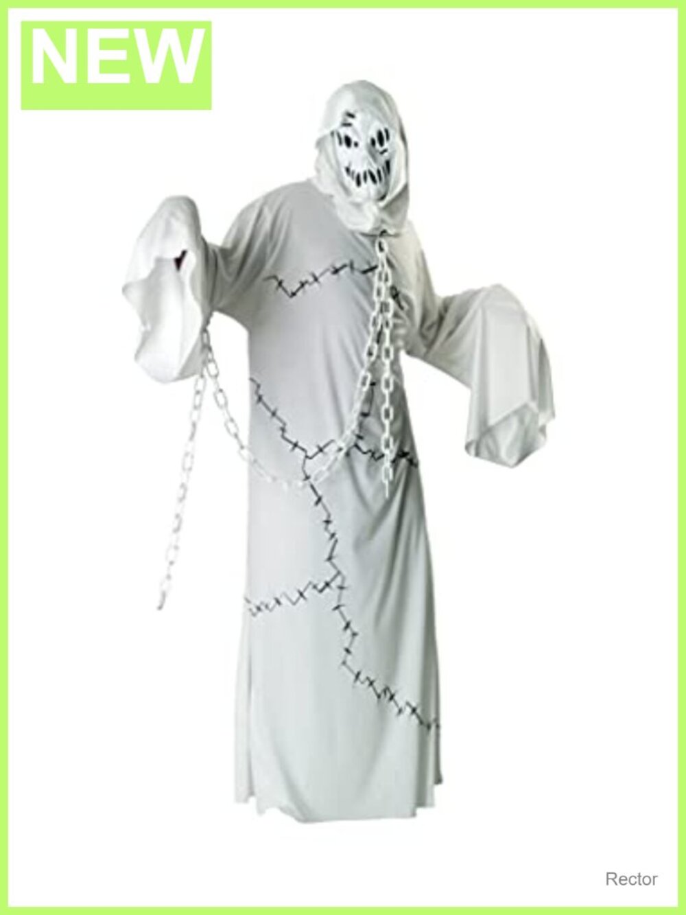 Men's Cool Ghoul Costume with Mask, Hooded Robe and Chain
